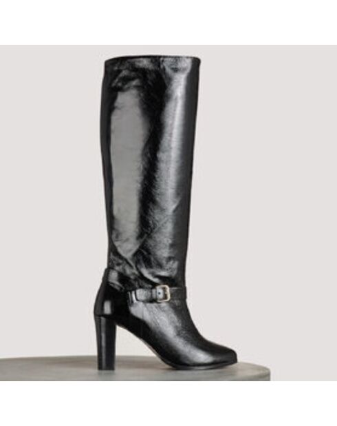 Boreal schwarze Lacklederstiefel - 9 cm Absatz