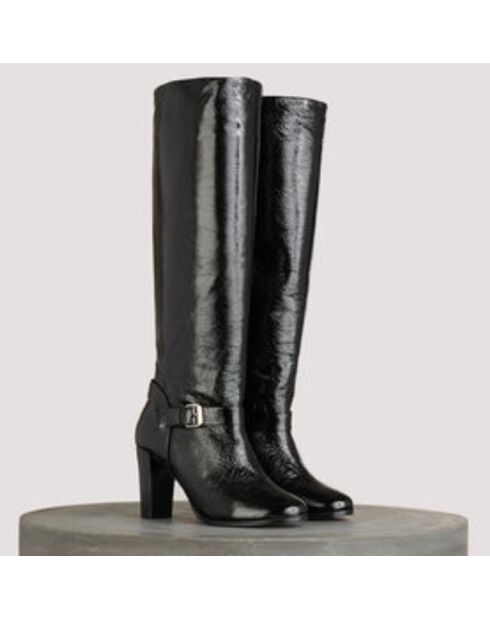 Boreal schwarze Lacklederstiefel - 9 cm Absatz