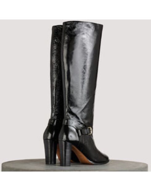Boreal schwarze Lacklederstiefel - 9 cm Absatz