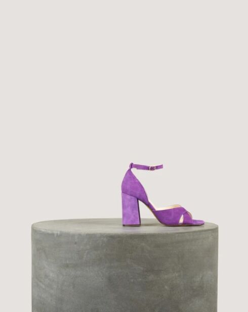 Sandali Gabrielle in camoscio viola - tacco 8 cm