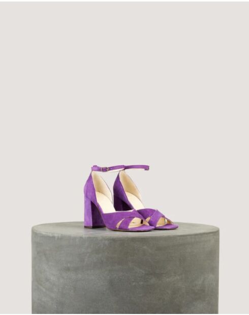 Sandali Gabrielle in camoscio viola - tacco 8 cm