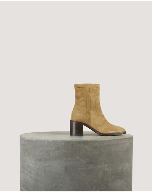 Boots LAURE Antilope beiges - Talon 6 cm