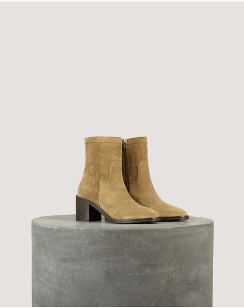 Boots LAURE Antilope beiges - Talon 6 cm