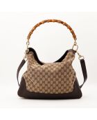 Beigefarbene Hobo-Tasche aus Bambus - Sehr guter Zustand - 39 x 31 x 8,5 cm