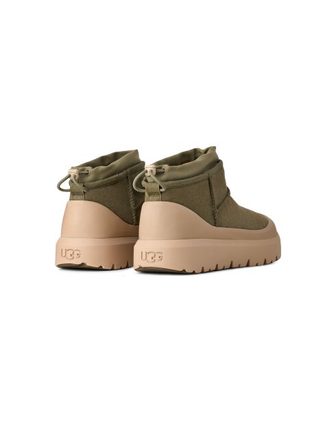 Klassieke Ultra Mini Hybrid-laarzen in olijfgroen en beige