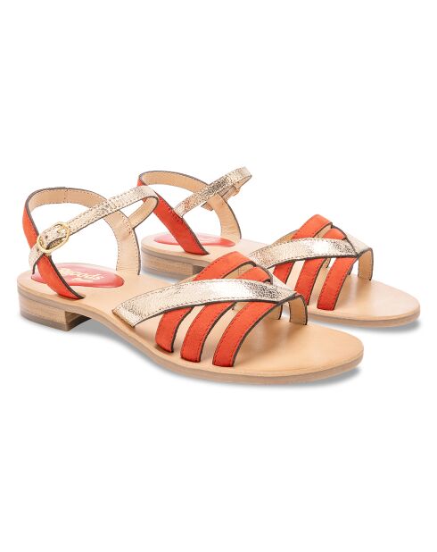 Donkeroranje leren sandalen van Barbra