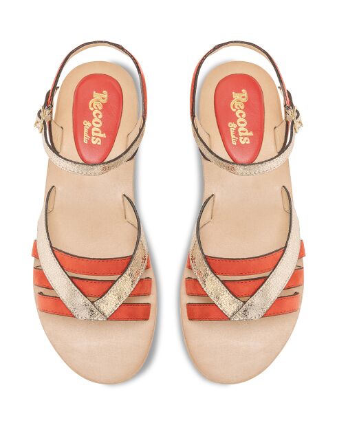 Donkeroranje leren sandalen van Barbra