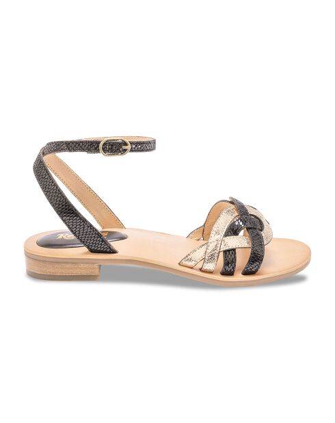 Marlena Ledersandalen in Schwarzgold