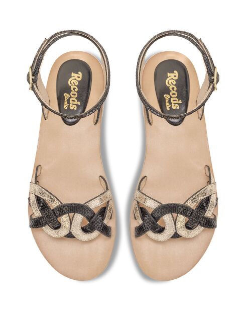 Marlena Ledersandalen in Schwarzgold