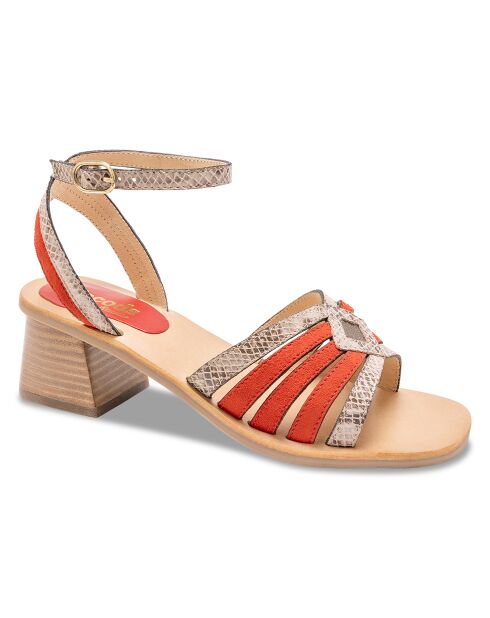 Anna Snake oranje leren sandalen
