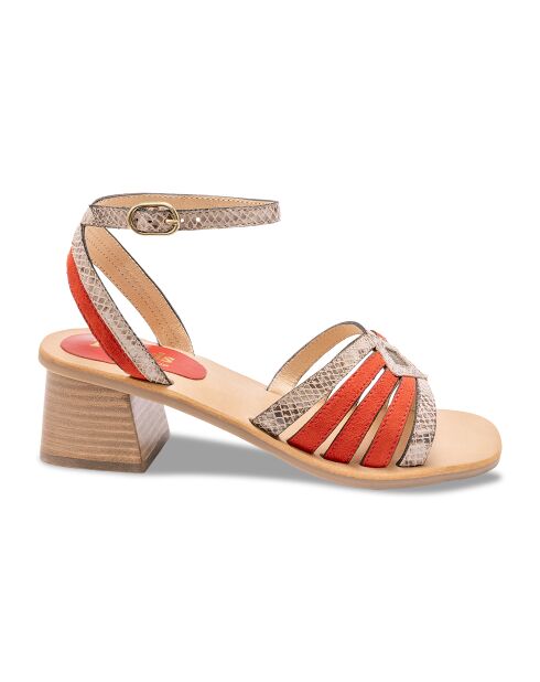 Anna Snake oranje leren sandalen