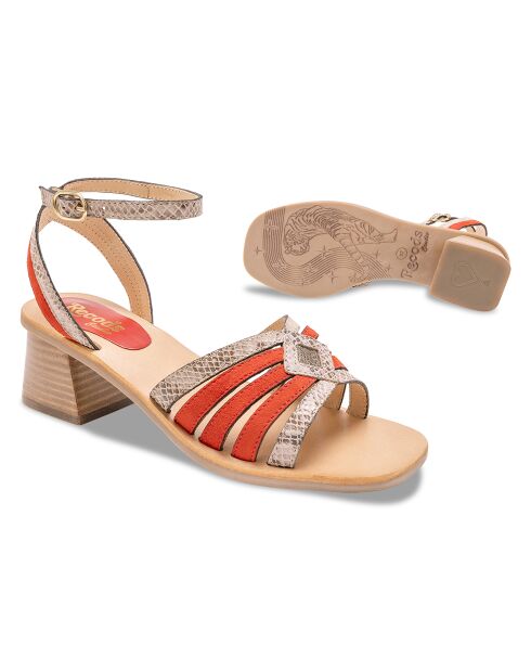 Anna Snake oranje leren sandalen