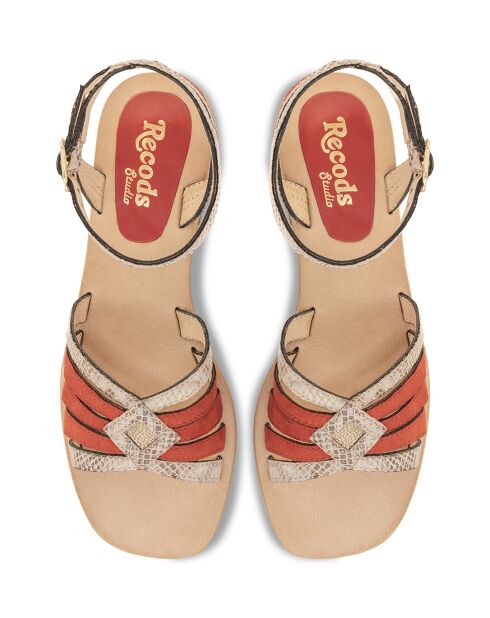 Anna Snake oranje leren sandalen