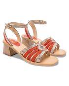 Anna Snake oranje leren sandalen