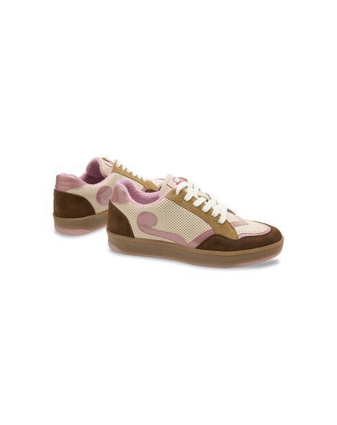 Cyndi Coffee roze leren sneakers