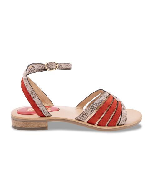 Sandali Aretha Snake in pelle arancione