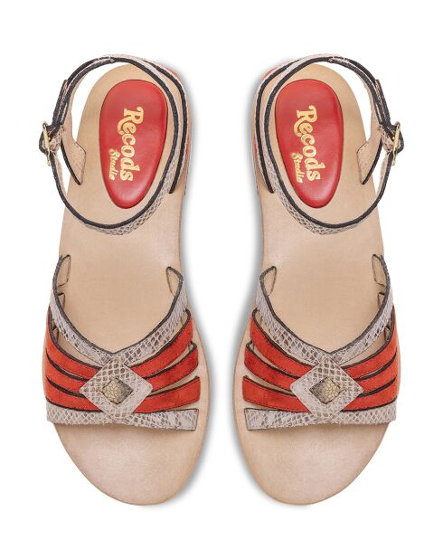 Sandali Aretha Snake in pelle arancione