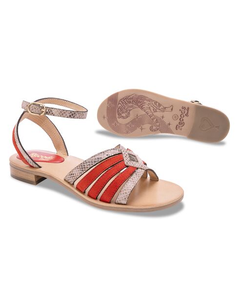 Sandali Aretha Snake in pelle arancione