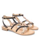 Schwarze Sandalen aus mehrfarbigem Leder von Janis