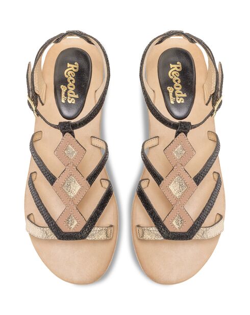 Schwarze Sandalen aus mehrfarbigem Leder von Janis