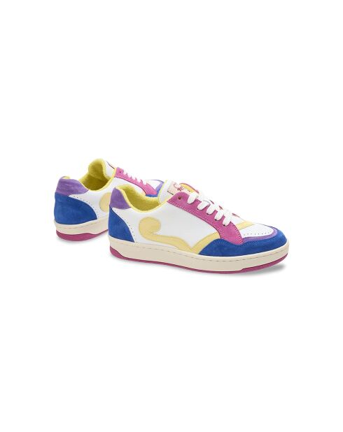 Baskets en Cuir Cyndi fuchsia jaune