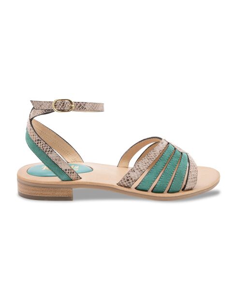 Sandalias de piel verde Aretha Snake