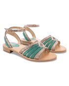 Sandalias de piel verde Aretha Snake
