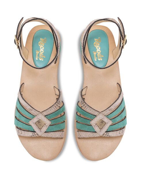 Sandalias de piel verde Aretha Snake