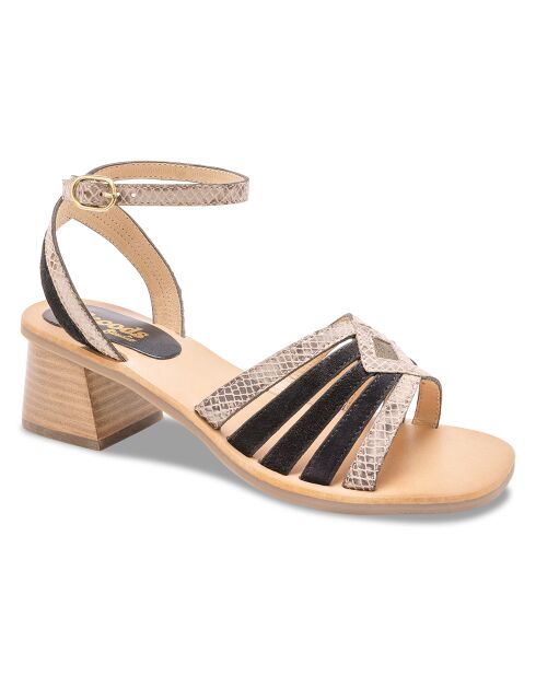 Sandalias Anna Black Snake de piel