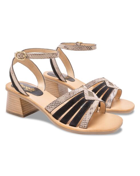 Sandalias Anna Black Snake de piel