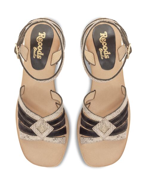 Sandalias Anna Black Snake de piel