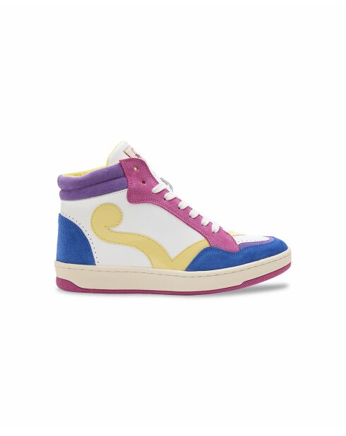 Baskets en Cuir Debbie fuchsia jaune