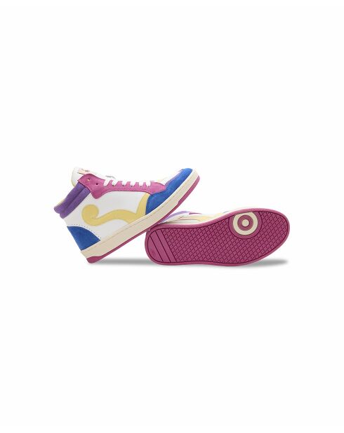 Baskets en Cuir Debbie fuchsia jaune