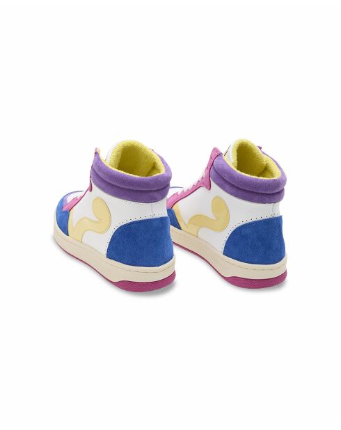 Baskets en Cuir Debbie fuchsia jaune