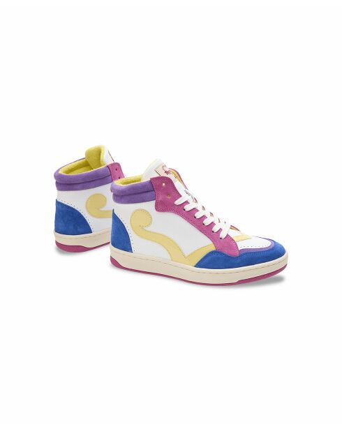 Baskets en Cuir Debbie fuchsia jaune