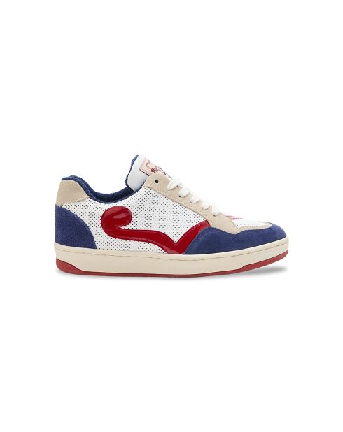 Baskets en Cuir Cyndi rouge bleu