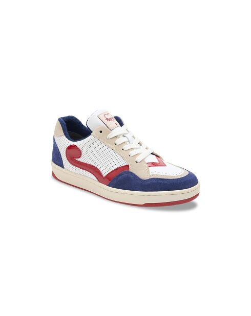 Baskets en Cuir Cyndi rouge bleu