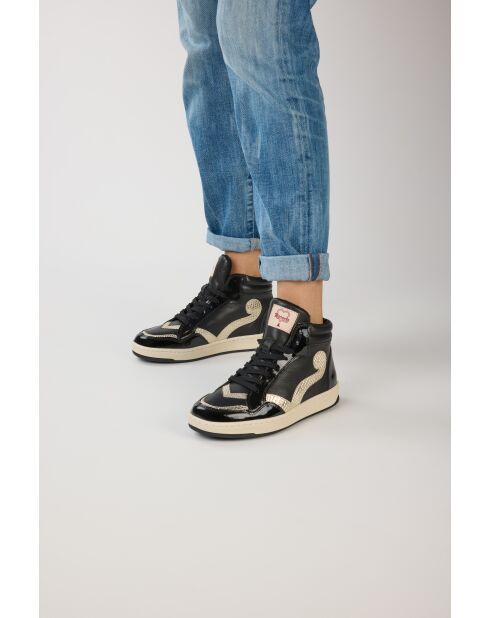 Debbie Sneakers aus Leder in Schwarz und Gold