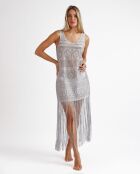 Glanzende zilveren jurk