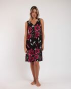 Mouwloze jurk in B-stijl met zwarte achtergrondprint