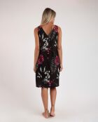 Mouwloze jurk in B-stijl met zwarte achtergrondprint