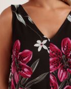 Mouwloze jurk in B-stijl met zwarte achtergrondprint