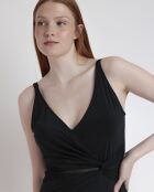 Costume da bagno intero nero con drappeggio