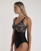 Elegante traje de baño negro de 1 pieza