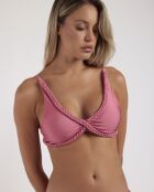 Brillanter rosa geflochtener 2-teiliger Badeanzug