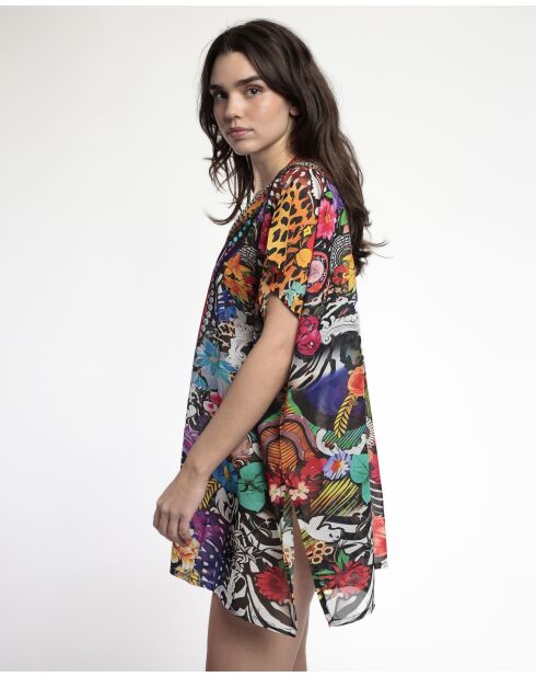 Abito caftano tropicale multicolor