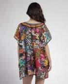 Abito caftano tropicale multicolor