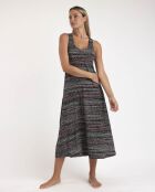 Robe de nuit dos nu à pois multicolore