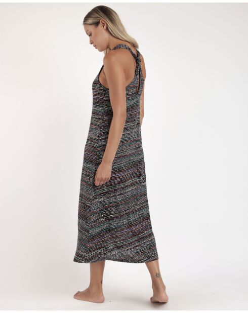 Robe de nuit dos nu à pois multicolore