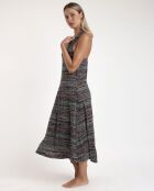 Robe de nuit dos nu à pois multicolore